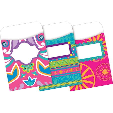 Barker Creek Bohemian Peel & Stick Library Pockets, Multi-Designs, 30/Pack 1239